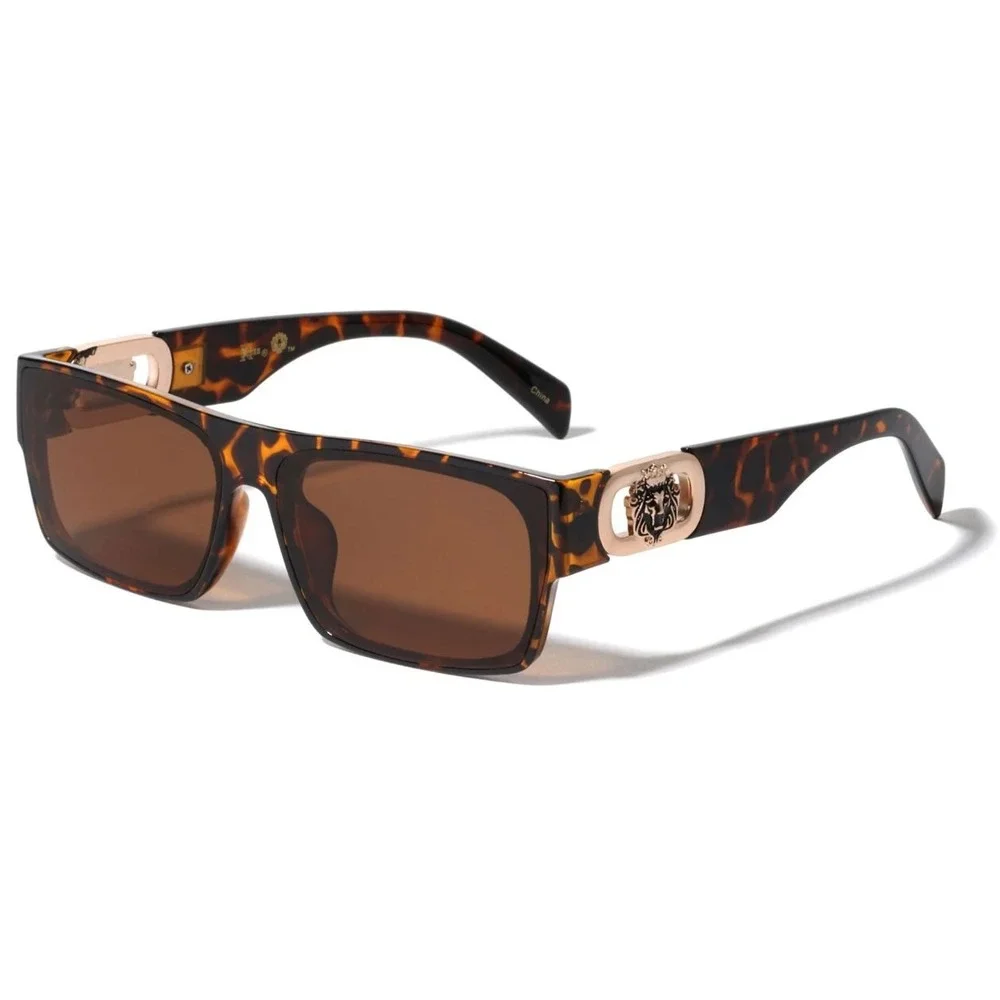 Mens Tortoise Designer Inspired Hip Hop Urban, Retro Oversized Sunglasses Brown